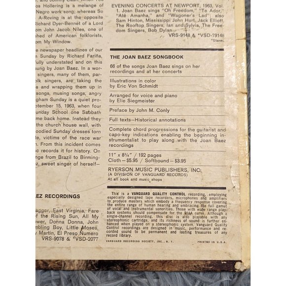 Joan Baez 5 LP 1964 Vanguard VSD 79160 1964 Original Vinyl Folk Stereo - Picture 9 of 13